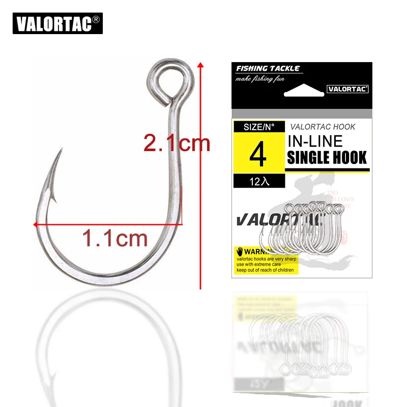 Inline Single Hook Big Eye Single Hook Replace the Treble Hook 12pcs/Pack Fish Hooks for Live Bait Single Fishing Hooks