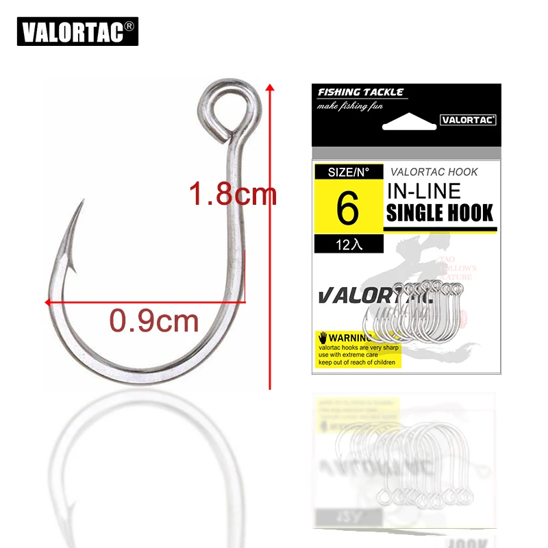Inline Single Hook Big Eye Single Hook Replace the Treble Hook 12pcs/Pack Fish Hooks for Live Bait Single Fishing Hooks