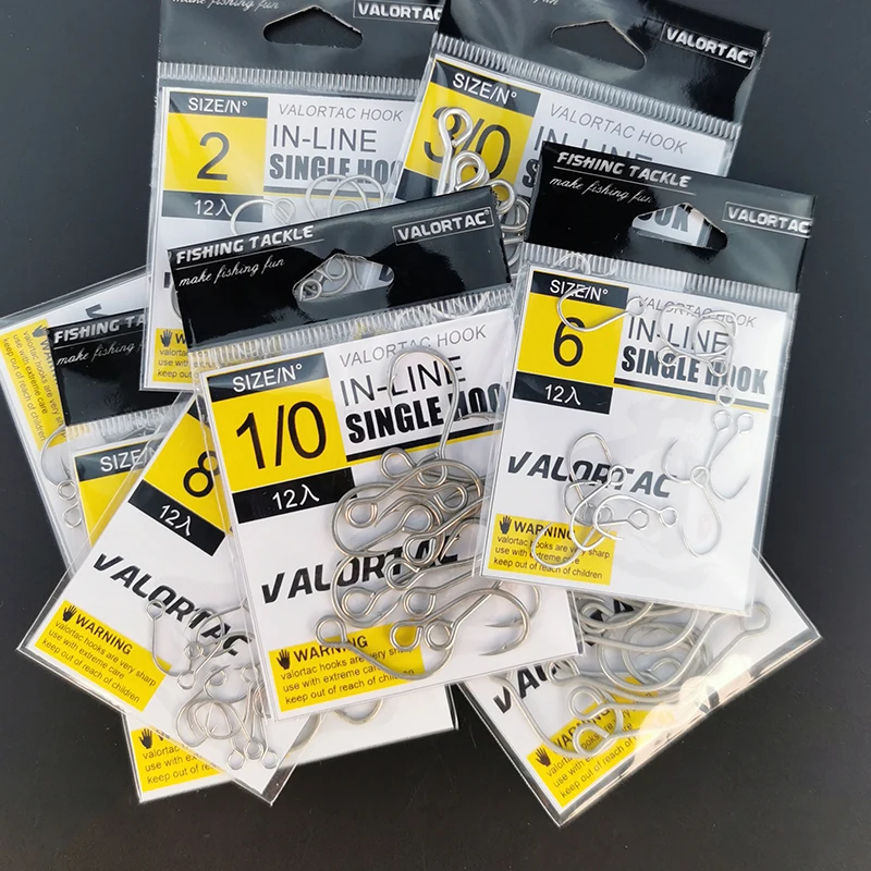 Inline Single Hook Big Eye Single Hook Replace the Treble Hook 12pcs/Pack Fish Hooks for Live Bait Single Fishing Hooks