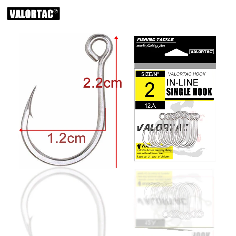 Inline Single Hook Big Eye Single Hook Replace the Treble Hook 12pcs/Pack Fish Hooks for Live Bait Single Fishing Hooks