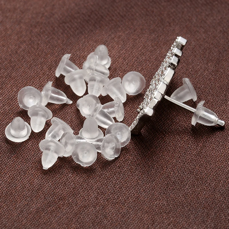 200Pcs/lot,Clear Soft Silicone Rubber Earring Backs Safety Rubber Stopper Jewelry Accessories DIY Ear Plugging model:VE86