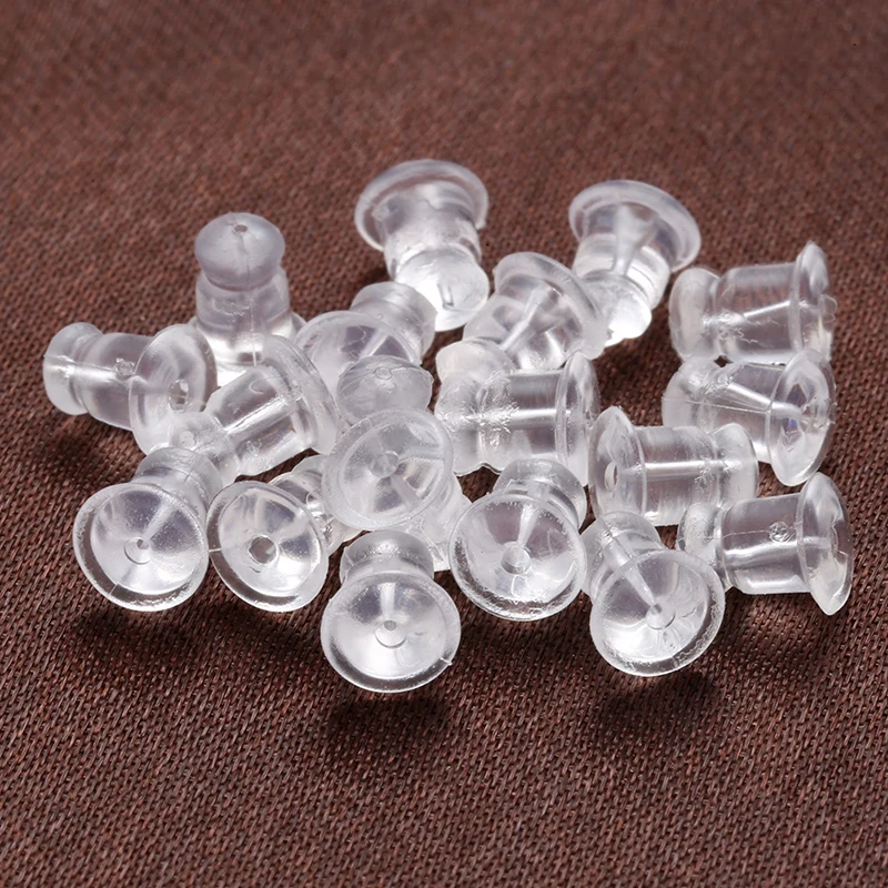 200Pcs/lot,Clear Soft Silicone Rubber Earring Backs Safety Rubber Stopper Jewelry Accessories DIY Ear Plugging model:VE86