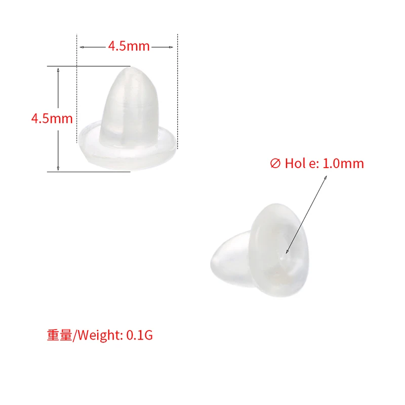 200Pcs/lot,Clear Soft Silicone Rubber Earring Backs Safety Rubber Stopper Jewelry Accessories DIY Ear Plugging model:VE86