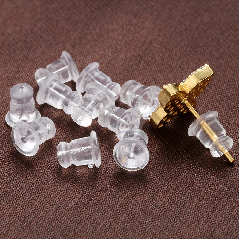 200Pcs/lot,Clear Soft Silicone Rubber Earring Backs Safety Rubber Stopper Jewelry Accessories DIY Ear Plugging model:VE86
