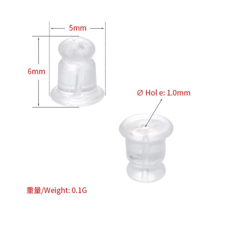 200Pcs/lot,Clear Soft Silicone Rubber Earring Backs Safety Rubber Stopper Jewelry Accessories DIY Ear Plugging model:VE86