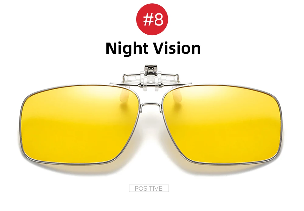 VIVIBEE Mens Metal Clip on Sunglasses Polarized Eyeglasses UV400 Women Square Night Vision Driving Sun Glasses