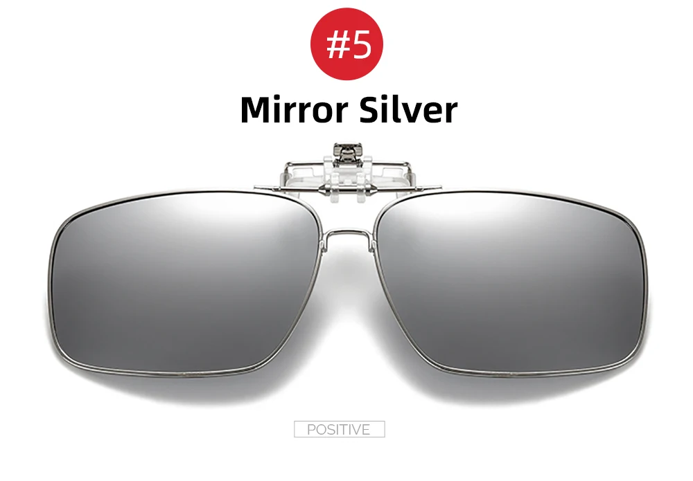 VIVIBEE Mens Metal Clip on Sunglasses Polarized Eyeglasses UV400 Women Square Night Vision Driving Sun Glasses