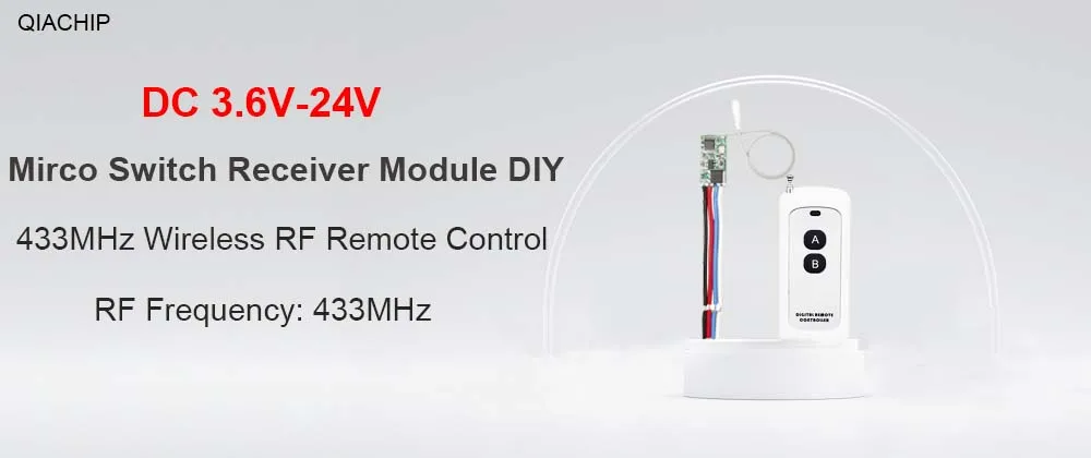 QIACHIP 433 MHz Wireless Remote Control Switch Receiver Module 3.6V 12V 24V and 433 MHz Transmitter Remote Control For Light LED
