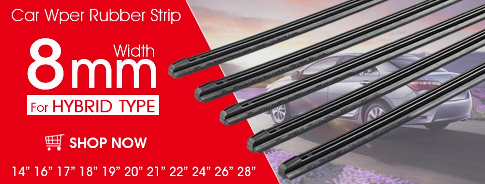 KAWOO Auto Windscreen Car Wiper Blade Strips Vehicle Insert Rubber Strip 14"16"17"18"19"20"21"22"24"26" FR 10mm 1pcs Accessories