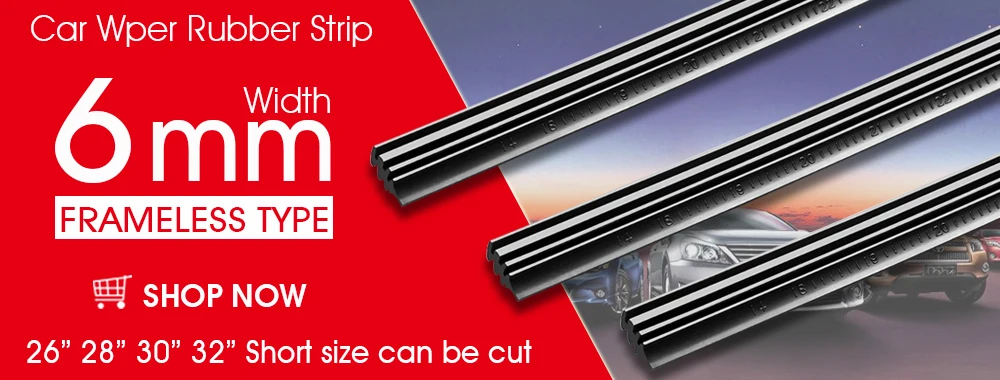 KAWOO Auto Windscreen Car Wiper Blade Strips Vehicle Insert Rubber Strip 14"16"17"18"19"20"21"22"24"26" FR 10mm 1pcs Accessories