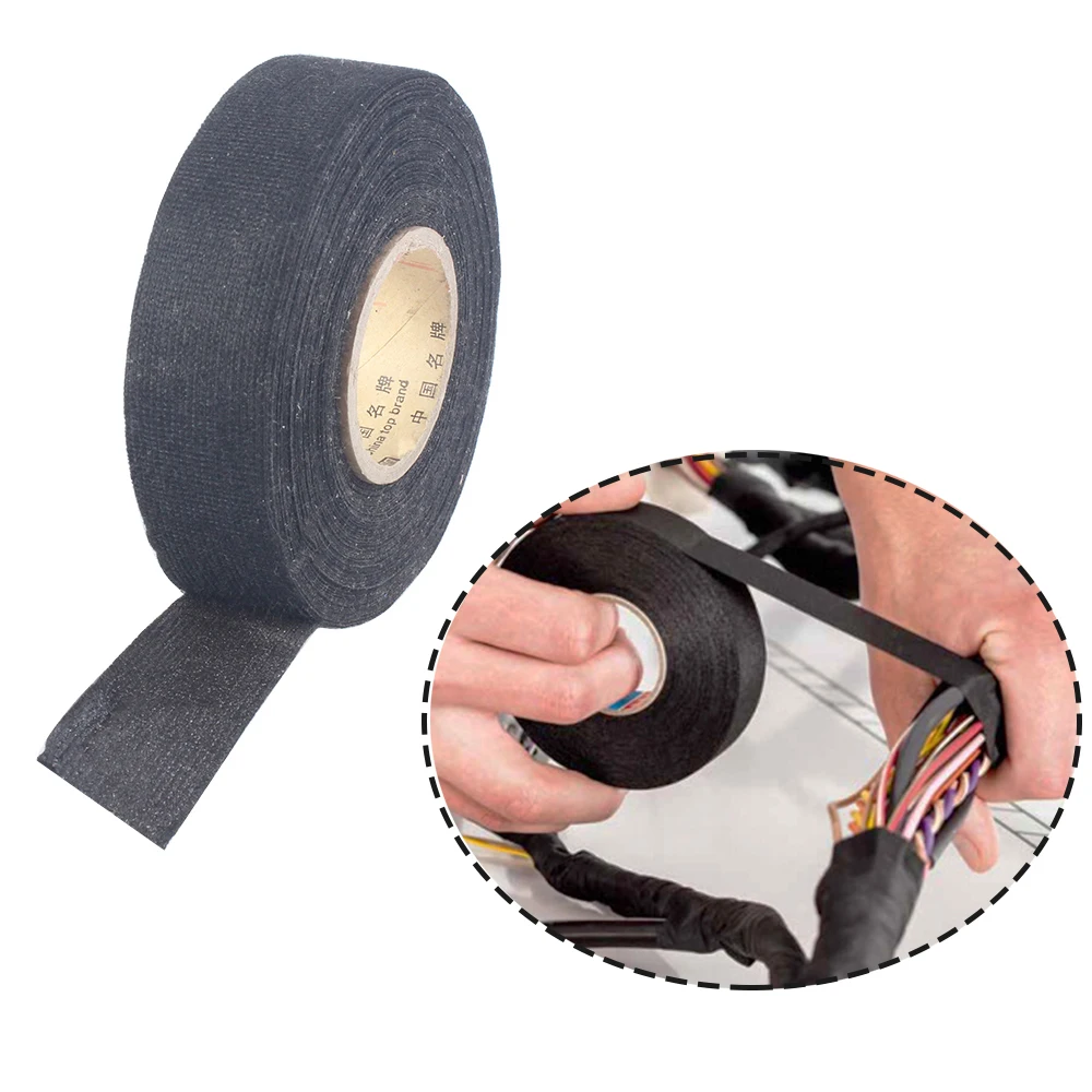 1pc Width 9/15/19/25/32MM Length 15M Heat-resistant Adhesive Cloth Fabric Tape For Car Auto Cable Harness Wiring Loom Protection