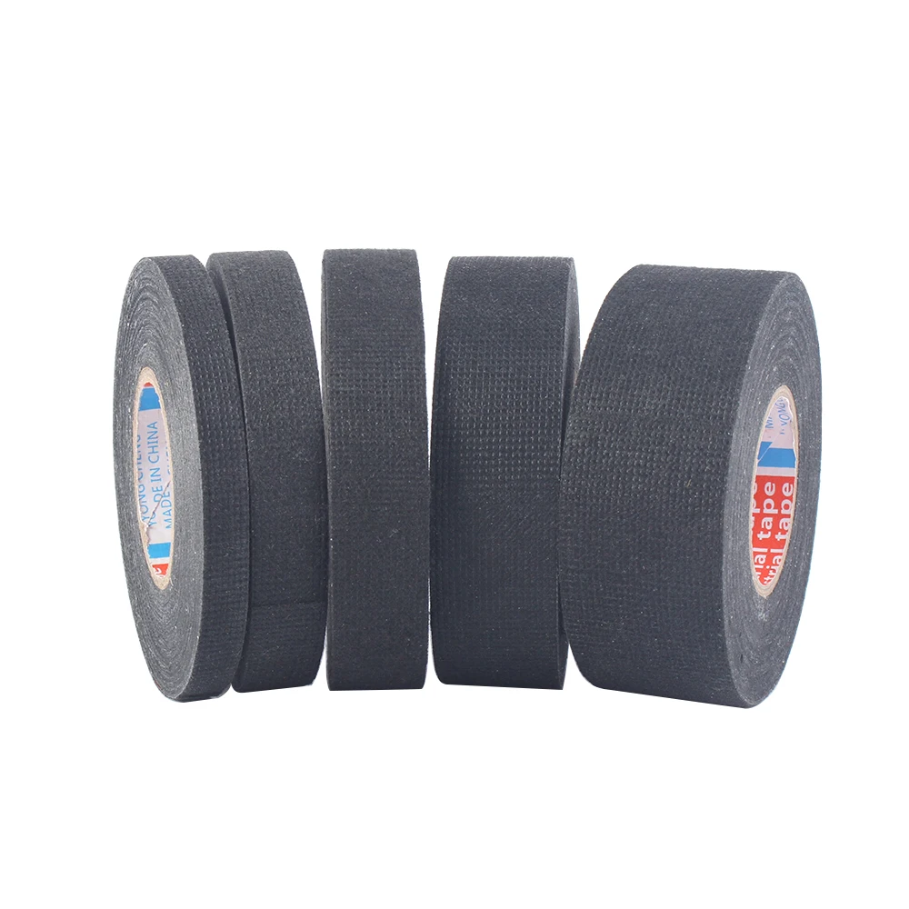 1pc Width 9/15/19/25/32MM Length 15M Heat-resistant Adhesive Cloth Fabric Tape For Car Auto Cable Harness Wiring Loom Protection