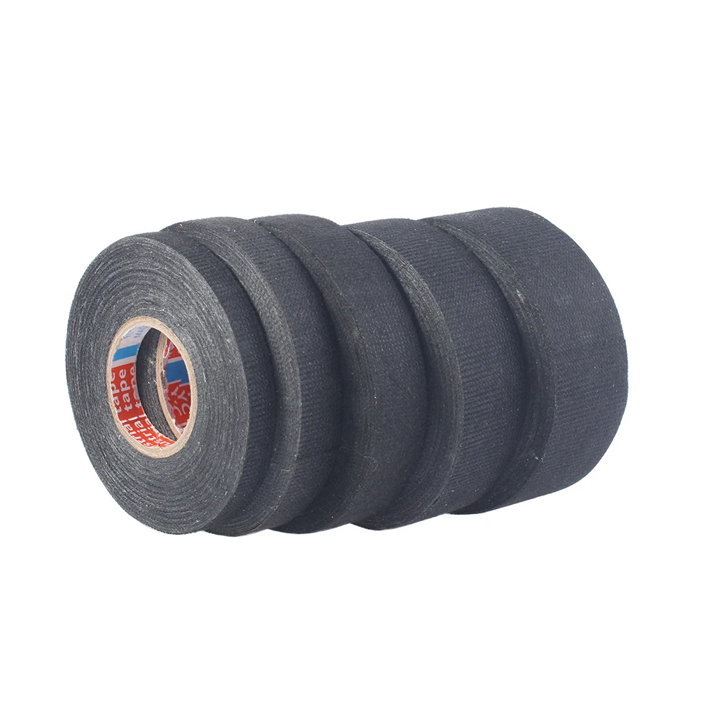 1pc Width 9/15/19/25/32MM Length 15M Heat-resistant Adhesive Cloth Fabric Tape For Car Auto Cable Harness Wiring Loom Protection