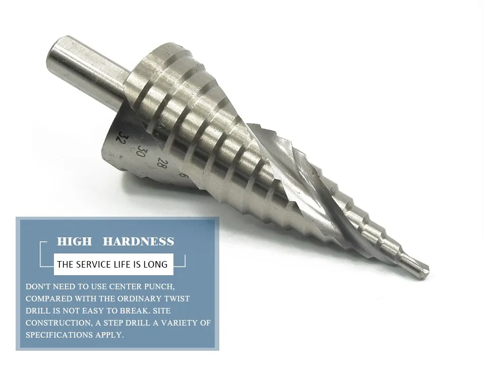 Xcan Step Drill Bit 1pc 4-12 4-32mm Pagoda Drill Hexagon Screw Drill Core Drilling Tool HSS Spiral Groove Wood Metal Hole Cutter