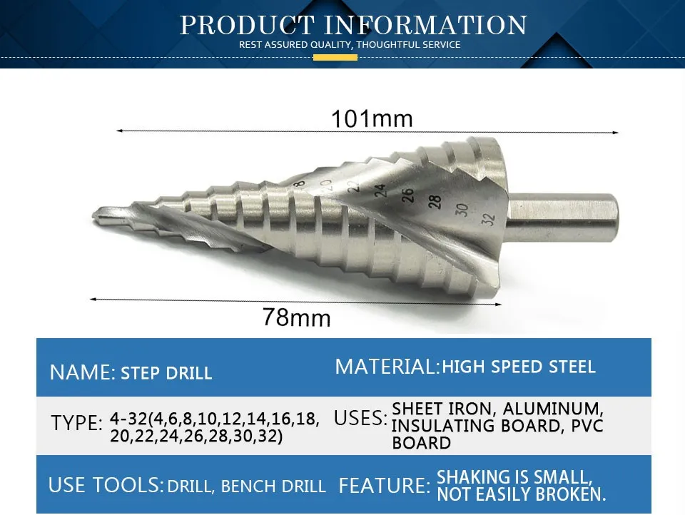 Xcan Step Drill Bit 1pc 4-12 4-32mm Pagoda Drill Hexagon Screw Drill Core Drilling Tool HSS Spiral Groove Wood Metal Hole Cutter