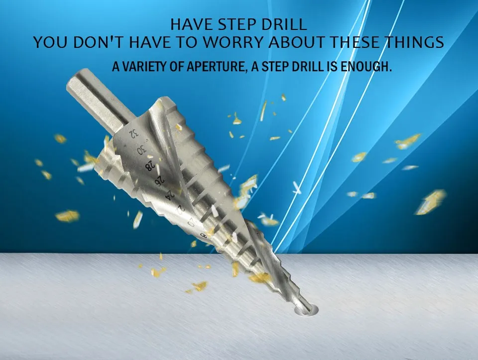 Xcan Step Drill Bit 1pc 4-12 4-32mm Pagoda Drill Hexagon Screw Drill Core Drilling Tool HSS Spiral Groove Wood Metal Hole Cutter