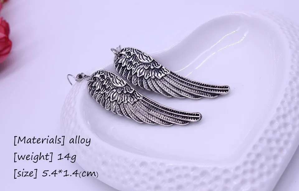 2023 Trend Punk Retro Angel Wings Earrings Drop Feather Hanging Dangle Metal Long Earring For Women Alloy Gothic Jewelry Stud