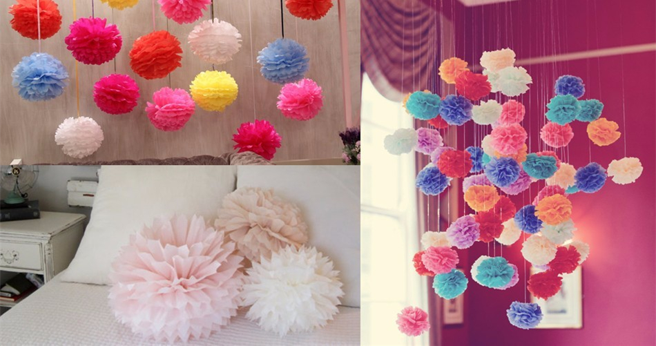 10pcs cute babyshower decoration 15cm 6 inch Tissue Paper Flowers paper pom poms balls lanterns Party Decor Craft Wedding