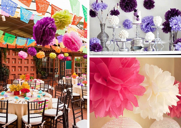 10pcs cute babyshower decoration 15cm 6 inch Tissue Paper Flowers paper pom poms balls lanterns Party Decor Craft Wedding