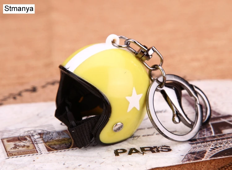 New Motorcycle Helmets Key chain Women men Cute Safety Helmet Car Keychain Bags Hot Key Ring gift Jewelry wholesale 17022