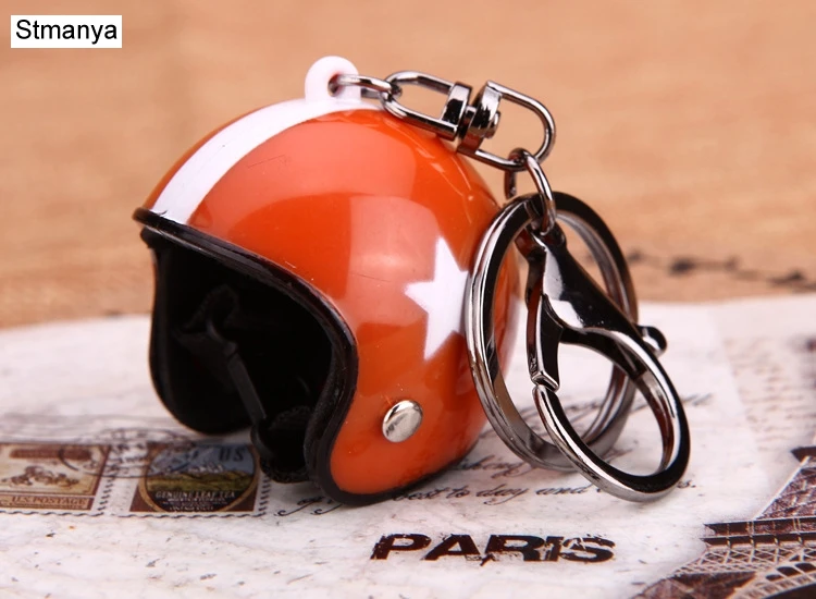 New Motorcycle Helmets Key chain Women men Cute Safety Helmet Car Keychain Bags Hot Key Ring gift Jewelry wholesale 17022
