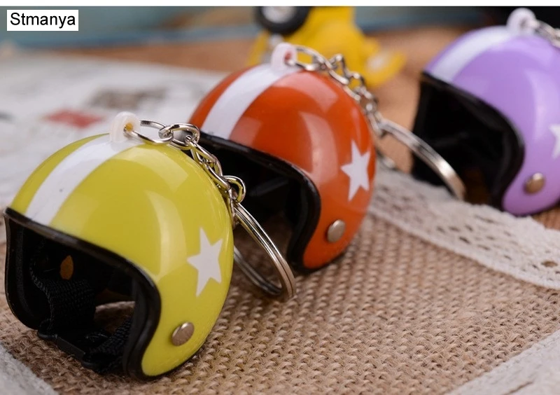 New Motorcycle Helmets Key chain Women men Cute Safety Helmet Car Keychain Bags Hot Key Ring gift Jewelry wholesale 17022