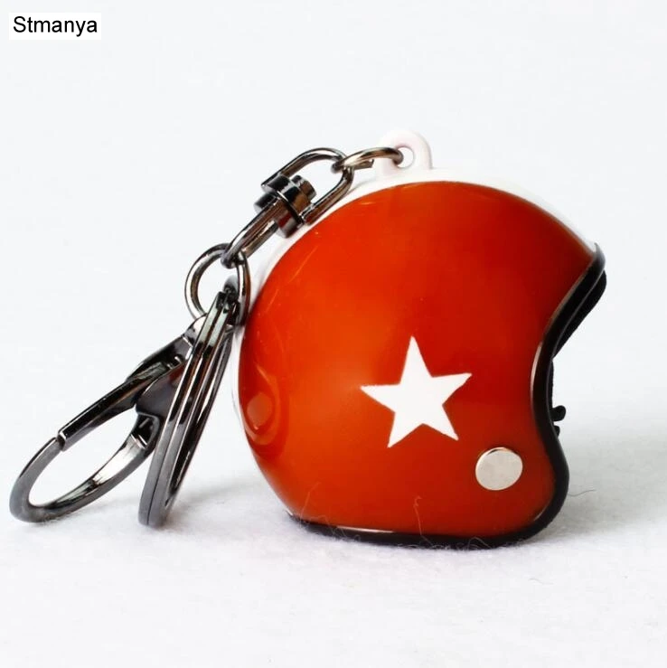 New Motorcycle Helmets Key chain Women men Cute Safety Helmet Car Keychain Bags Hot Key Ring gift Jewelry wholesale 17022