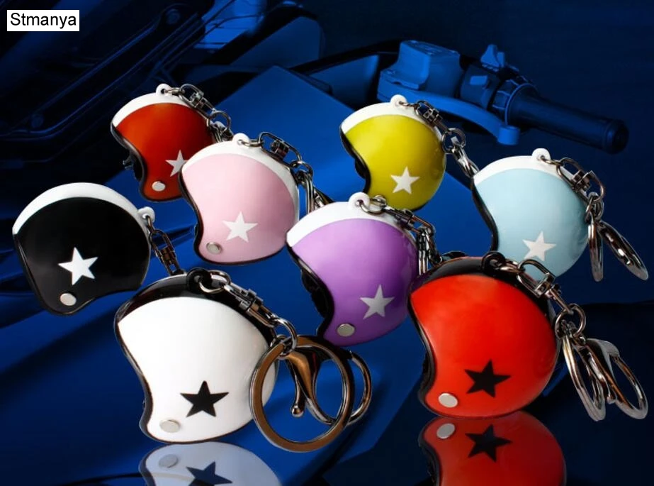 New Motorcycle Helmets Key chain Women men Cute Safety Helmet Car Keychain Bags Hot Key Ring gift Jewelry wholesale 17022