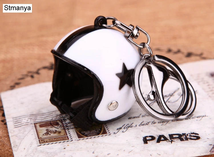New Motorcycle Helmets Key chain Women men Cute Safety Helmet Car Keychain Bags Hot Key Ring gift Jewelry wholesale 17022