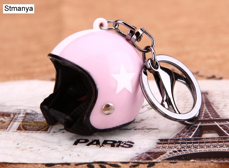 New Motorcycle Helmets Key chain Women men Cute Safety Helmet Car Keychain Bags Hot Key Ring gift Jewelry wholesale 17022