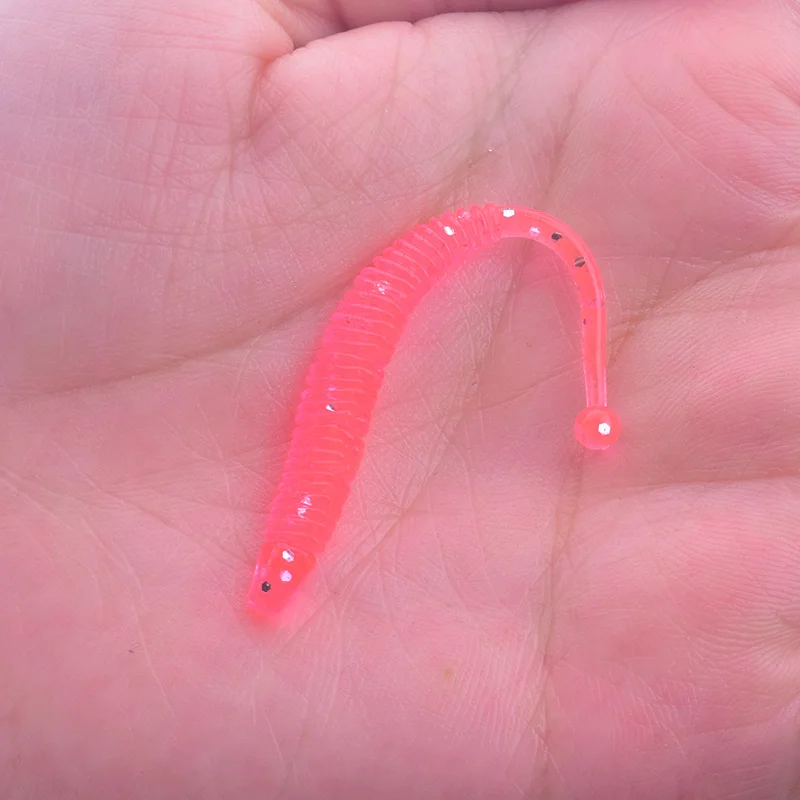 10 Pcs/Lot Worm Soft Fishing Lure Jig Wobblers 6cm 0.6g Shrimp Odor Additive Silicone Artificial Baits Bass Carp Pesca Tackle