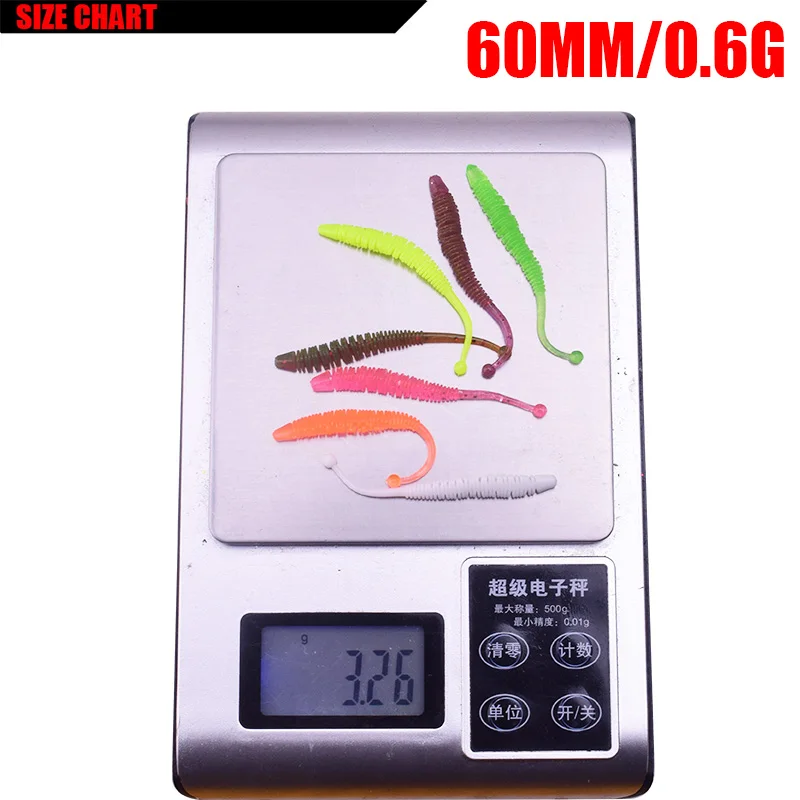 10 Pcs/Lot Worm Soft Fishing Lure Jig Wobblers 6cm 0.6g Shrimp Odor Additive Silicone Artificial Baits Bass Carp Pesca Tackle