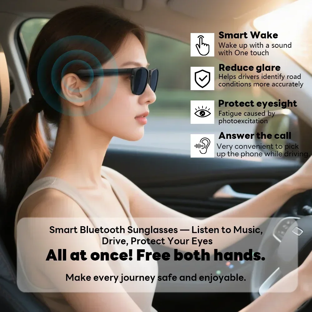 Lenovo Bluetooth5.4 AI Smart Camera Glasses 8K Photo Recording Remote Control Touch Translator Voice Assistant Wireless Sunglass