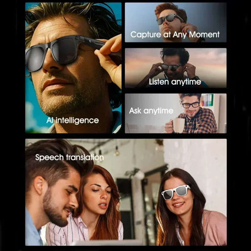 Lenovo Bluetooth5.4 AI Smart Camera Glasses 8K Photo Recording Remote Control Touch Translator Voice Assistant Wireless Sunglass