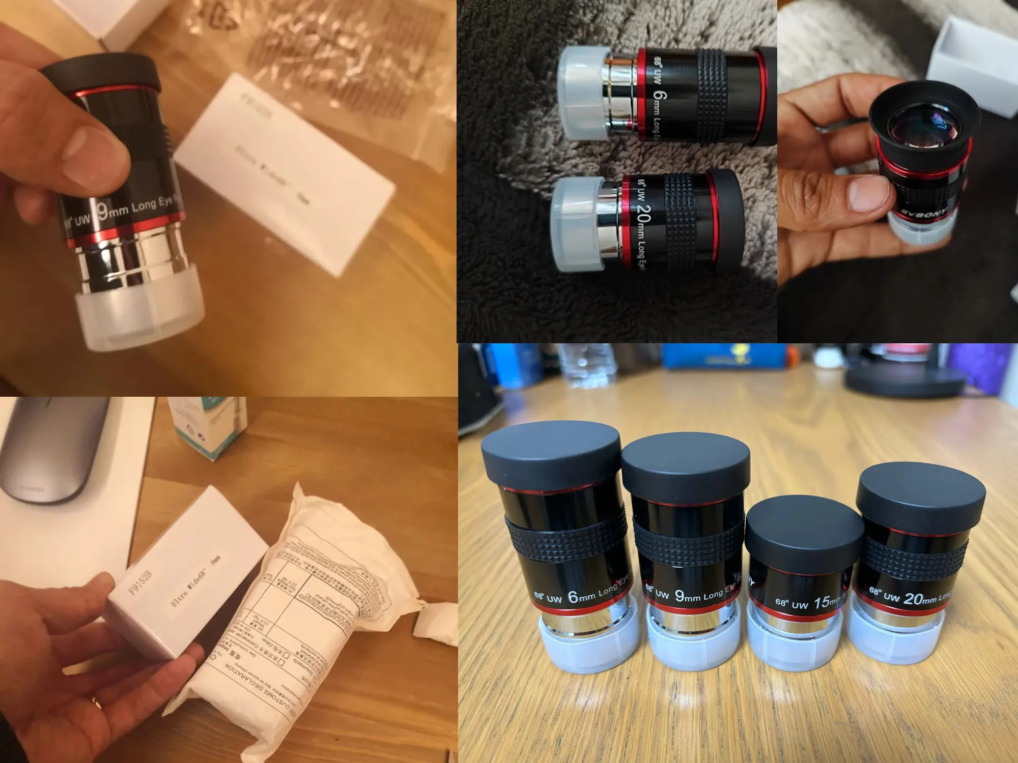 Svbony Telescope Eyepieces 1.25" 68° Eyepiece Planetary Eyepiece UWA 6mm/9mm/15mm/20mm Eyepiece for Astronomical Telescope