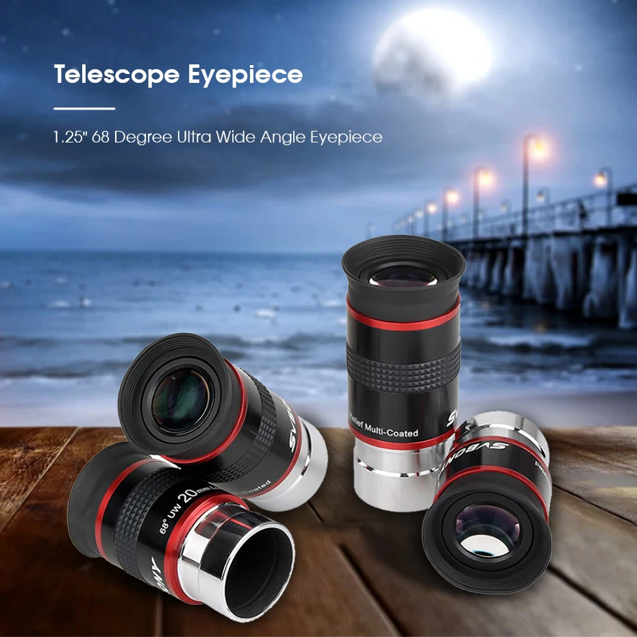 Svbony Telescope Eyepieces 1.25" 68° Eyepiece Planetary Eyepiece UWA 6mm/9mm/15mm/20mm Eyepiece for Astronomical Telescope