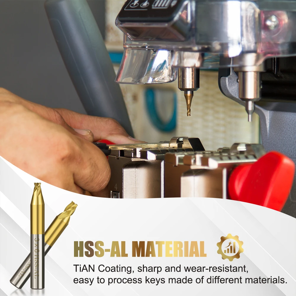 CMCP 1pc 6mm Shank Titanium Coated Key Cutting Machine End Milling Cutter 1/1.5/2.0/2.5/3.0/4.0/5.0mm Vertical Key Machine