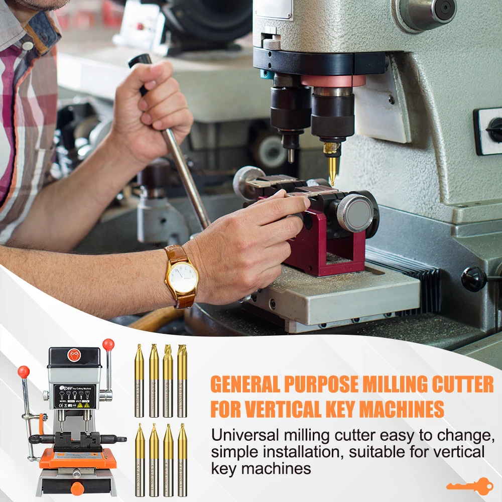 CMCP 1pc 6mm Shank Titanium Coated Key Cutting Machine End Milling Cutter 1/1.5/2.0/2.5/3.0/4.0/5.0mm Vertical Key Machine