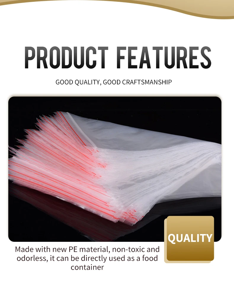 100pcs/pack Small Zip Lock Plastic Bag Reclosable Transparent Bag Shoe Bag Vacuum Bag Poly Clear Bags Thickness 0.05mm