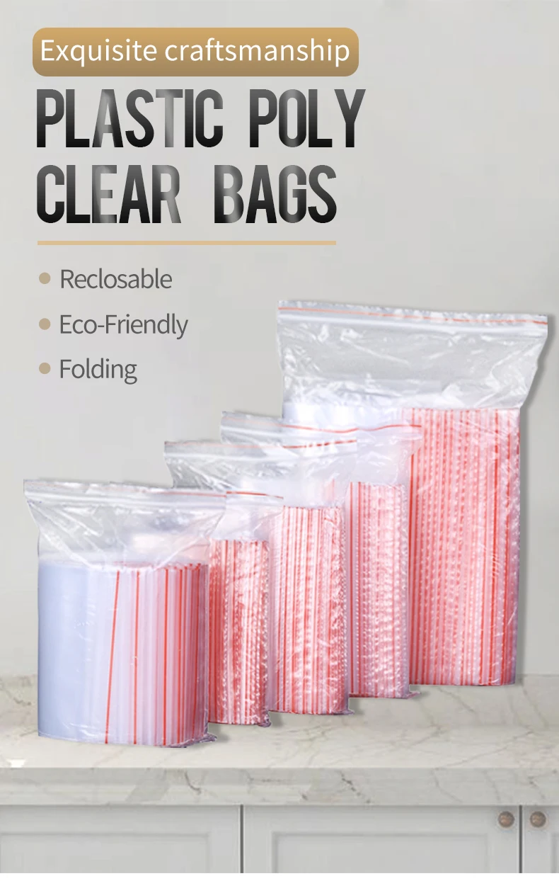 100pcs/pack Small Zip Lock Plastic Bag Reclosable Transparent Bag Shoe Bag Vacuum Bag Poly Clear Bags Thickness 0.05mm