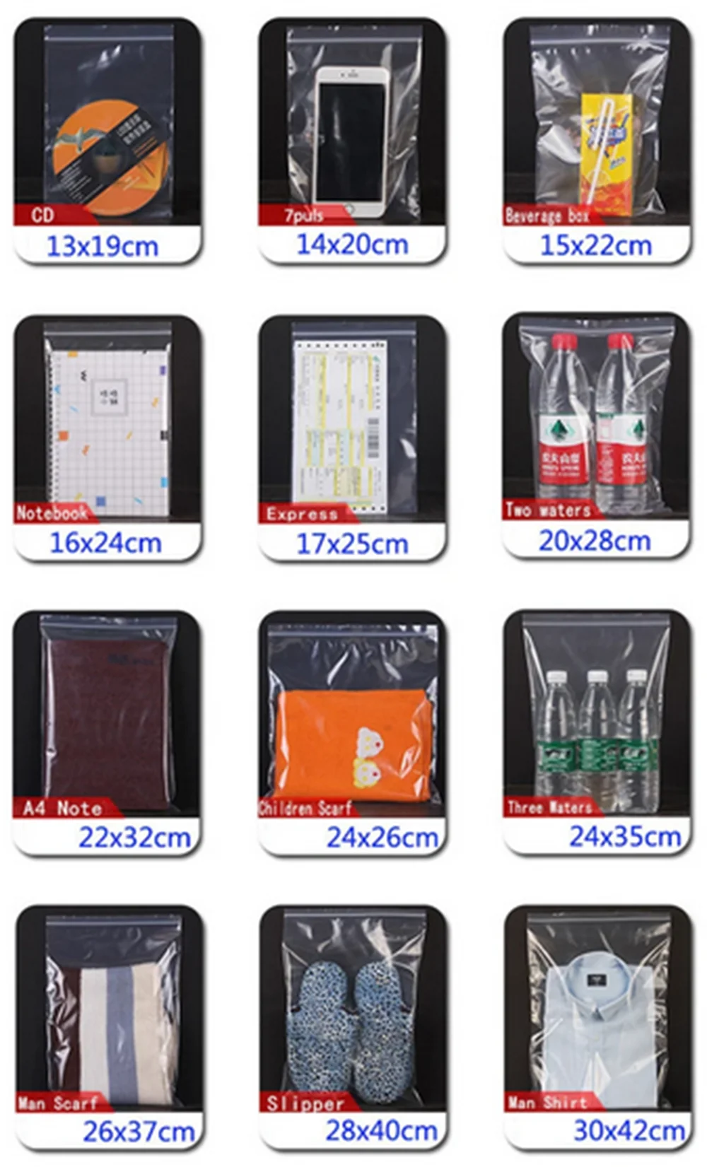 100pcs/pack Small Zip Lock Plastic Bag Reclosable Transparent Bag Shoe Bag Vacuum Bag Poly Clear Bags Thickness 0.05mm