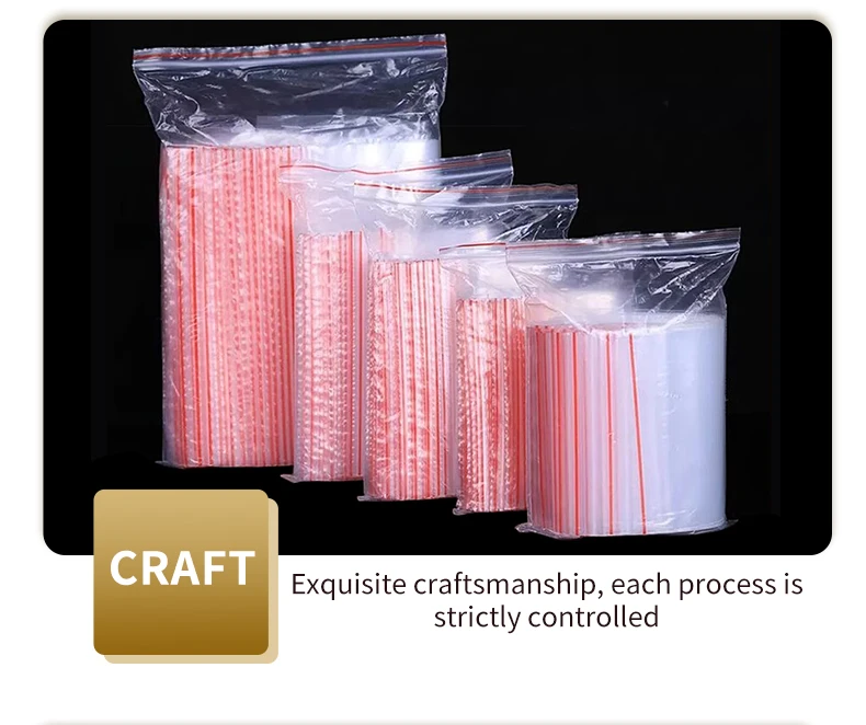100pcs/pack Small Zip Lock Plastic Bag Reclosable Transparent Bag Shoe Bag Vacuum Bag Poly Clear Bags Thickness 0.05mm