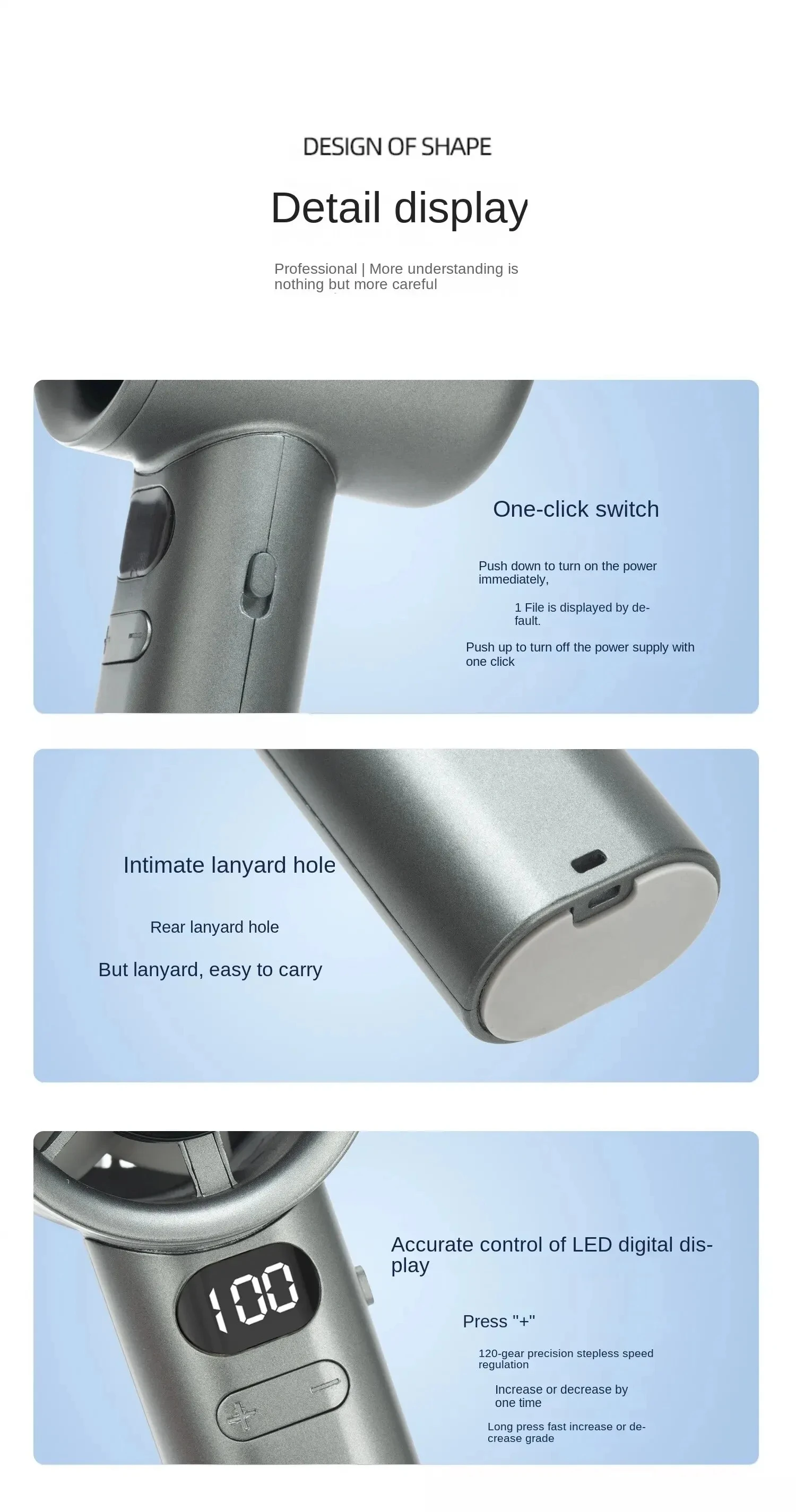 Lenovo 3000mah Handheld Fan Electric Hand Fans Ice Compress High-Speed Cooling USB Rechargeable Portable LED Digital Display