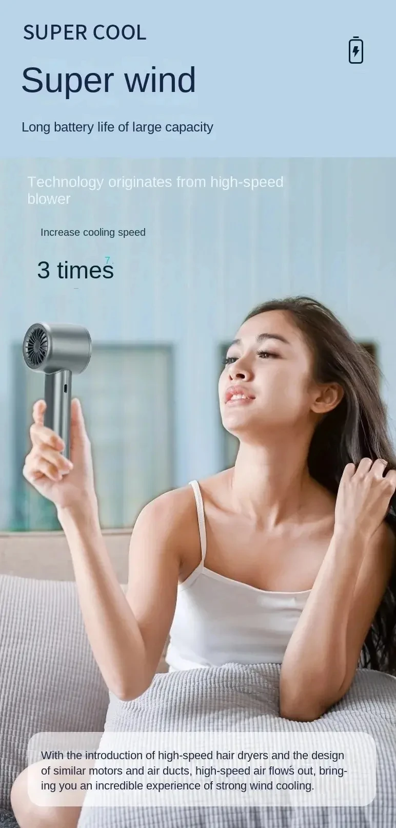 Lenovo 3000mah Handheld Fan Electric Hand Fans Ice Compress High-Speed Cooling USB Rechargeable Portable LED Digital Display