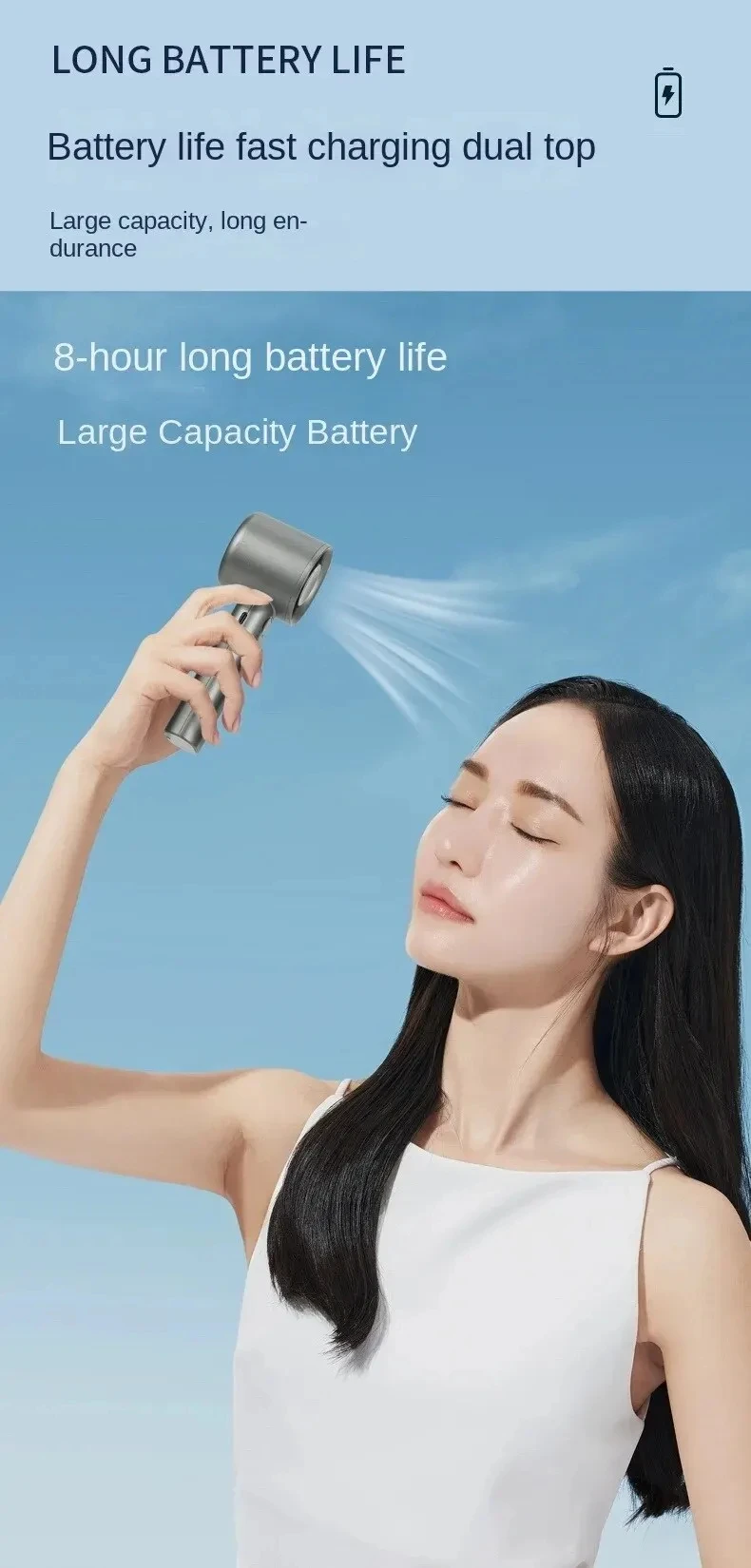 Lenovo 3000mah Handheld Fan Electric Hand Fans Ice Compress High-Speed Cooling USB Rechargeable Portable LED Digital Display
