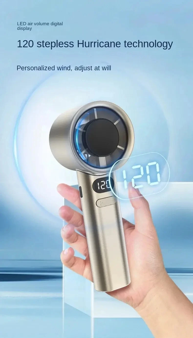 Lenovo 3000mah Handheld Fan Electric Hand Fans Ice Compress High-Speed Cooling USB Rechargeable Portable LED Digital Display