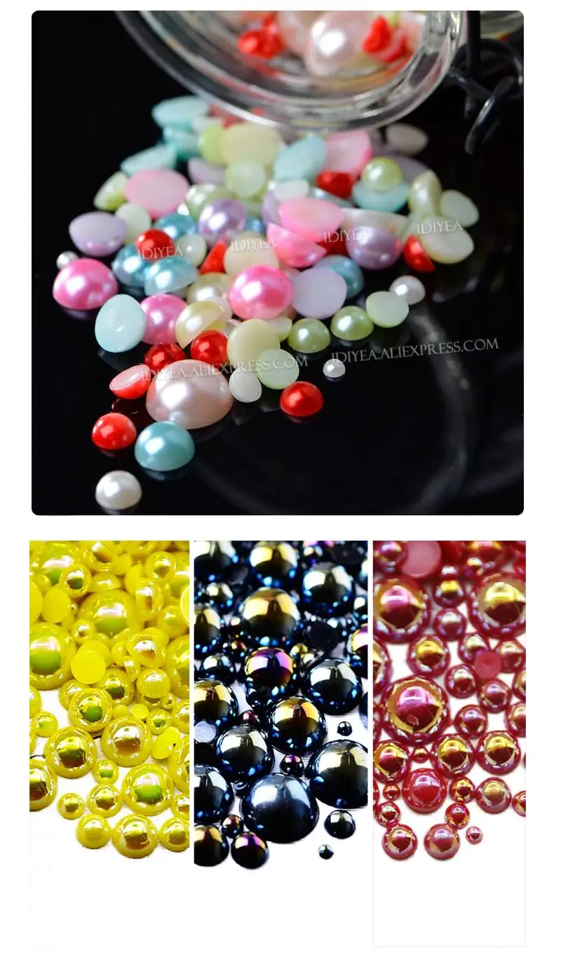 White Ivory Beige 2/3/4/6/8/10mm-25mm All Sizes Imitation Pearl ABS Plastic Half Round Loose Bead For Nail Art DIY Craft Garment