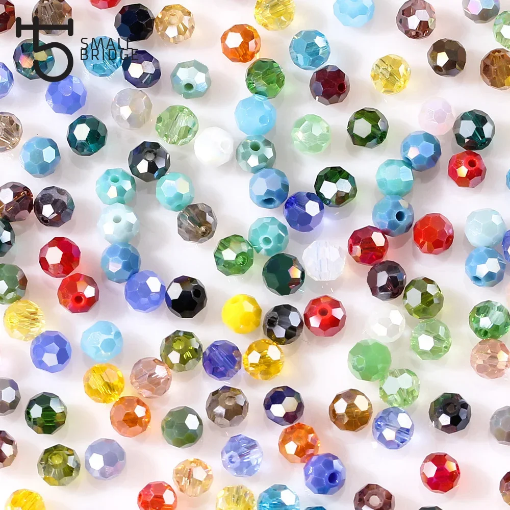 3 4 6 8mm Czech Round Spacer Glass Beads For Jewelry Making Diy Accessories Colorful Faceted Crystal Beads Wholesale Z174
