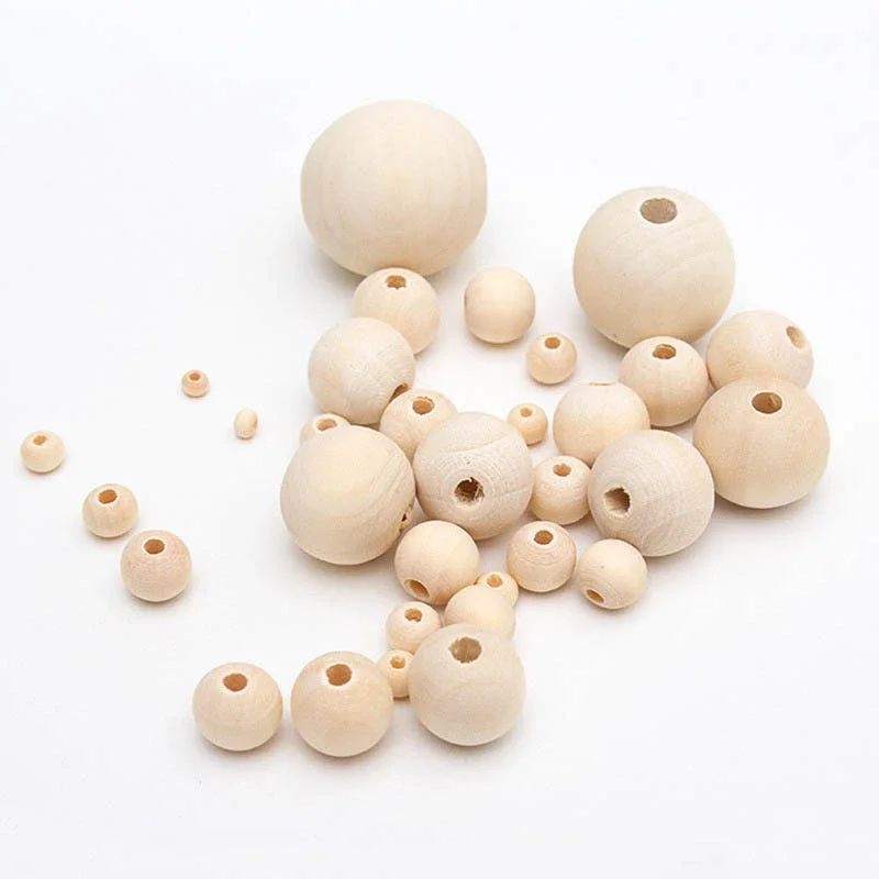 10 12 16 18 20 25mm Natural Wooden Beads Smooth Round Wood Beads Loose Spacer Beads for Jewelry Making DIY Handmade Accessories