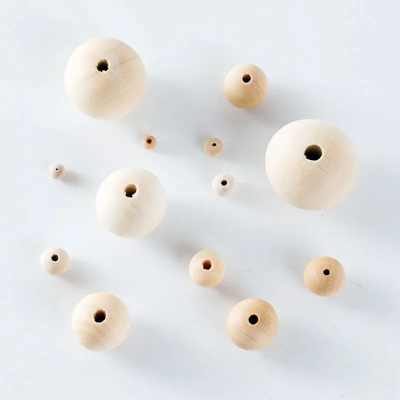 10 12 16 18 20 25mm Natural Wooden Beads Smooth Round Wood Beads Loose Spacer Beads for Jewelry Making DIY Handmade Accessories
